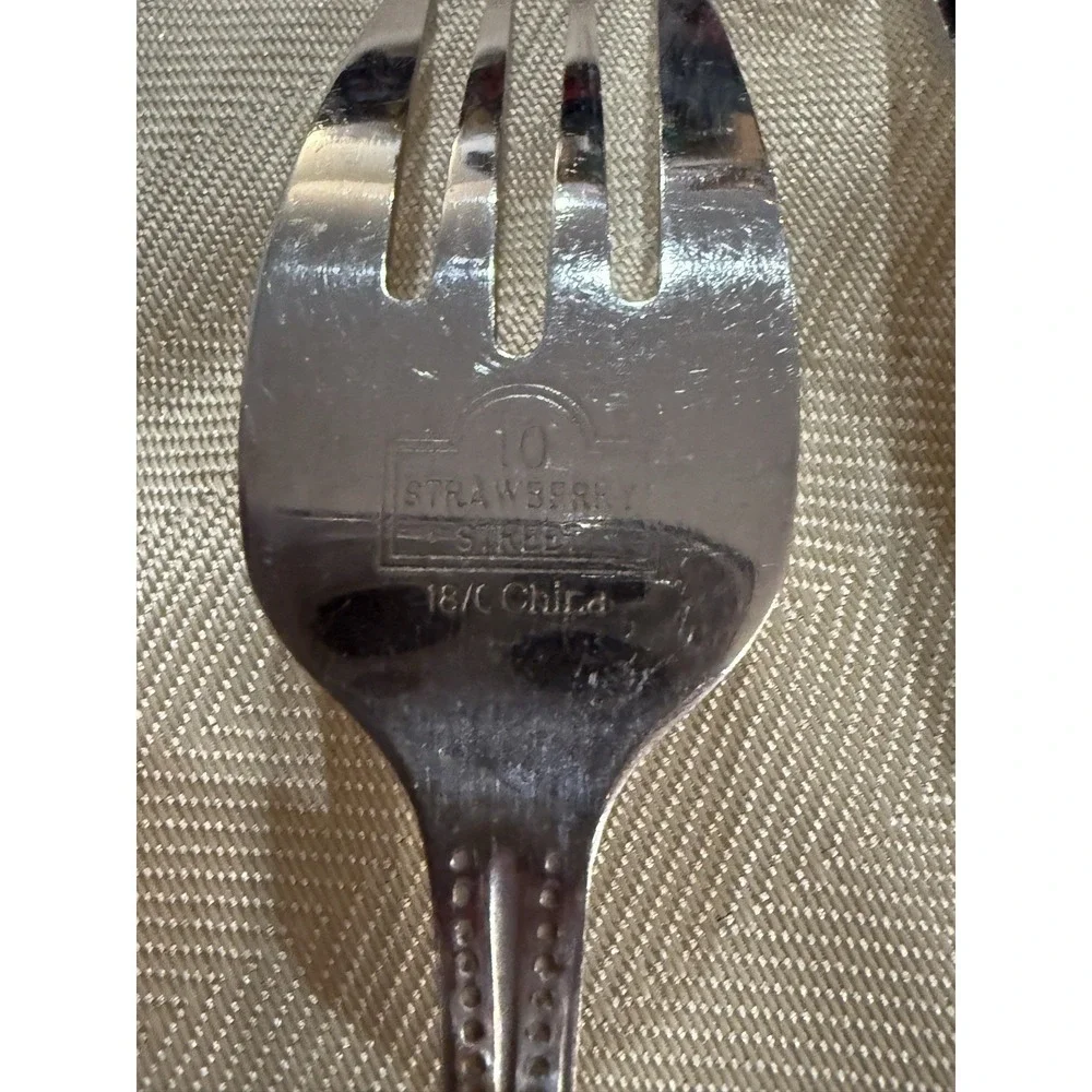 10 Strawberry Street Beaded Edge Salad Forks Set of 4 Stainless Steel